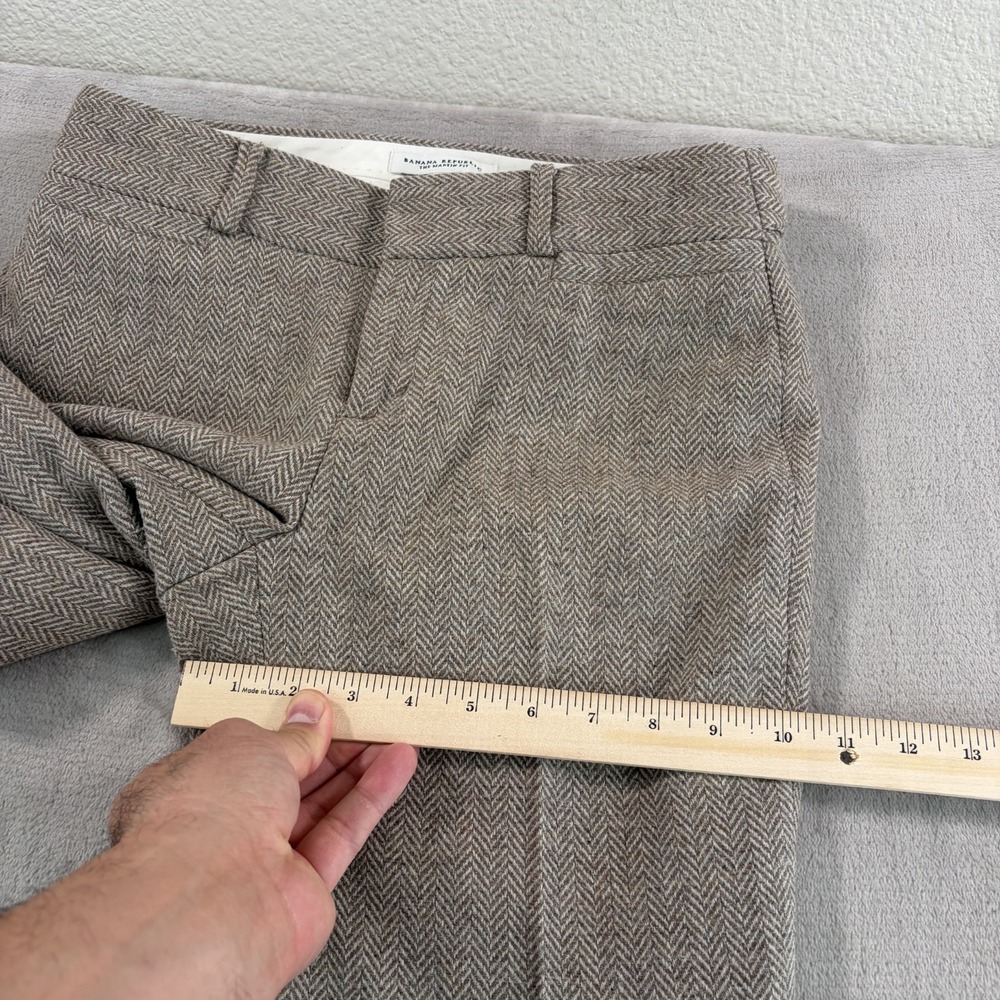 Banana‎ Republic Martin Fit Trousers Pants in Brown Stretch Wool Herringbone 2S - Picture 8 of 12